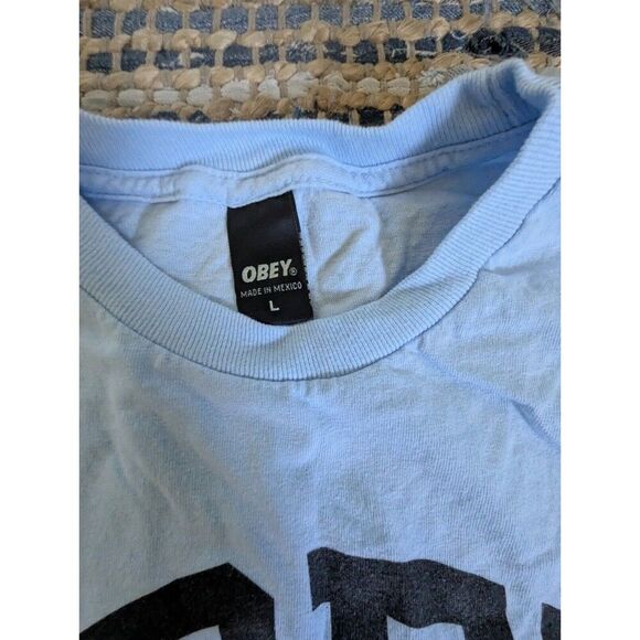Obey All City Champs T-SHIRT Star Shield 1989 Propaganda Men's L Blue Indie Slea - Picture 3 of 7